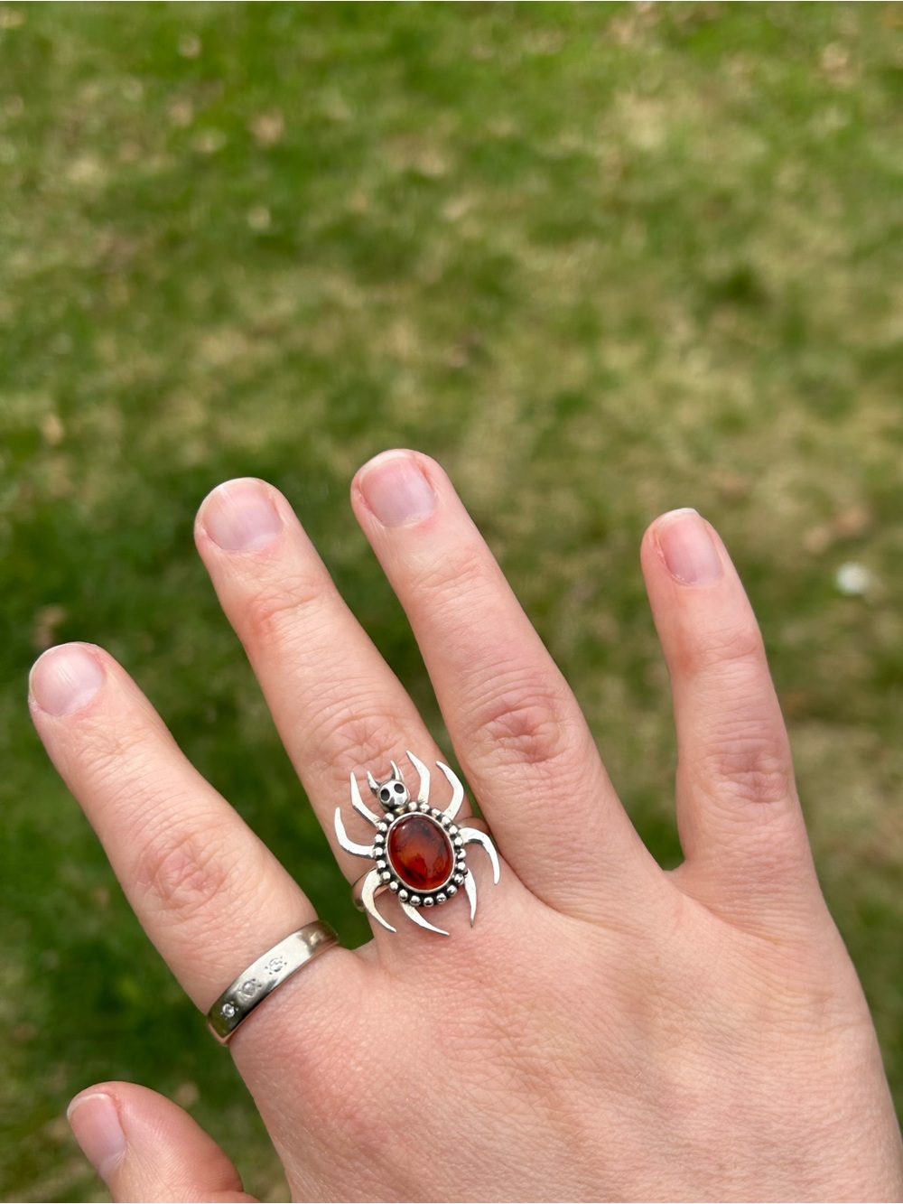 Spider ring sterling silver with amber - size 9 - Picture 7 of 7